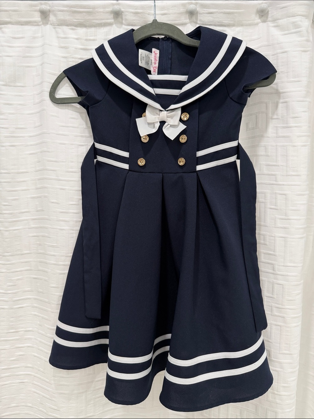 Jessica Ann Navy and White Sailor Dress for Girls